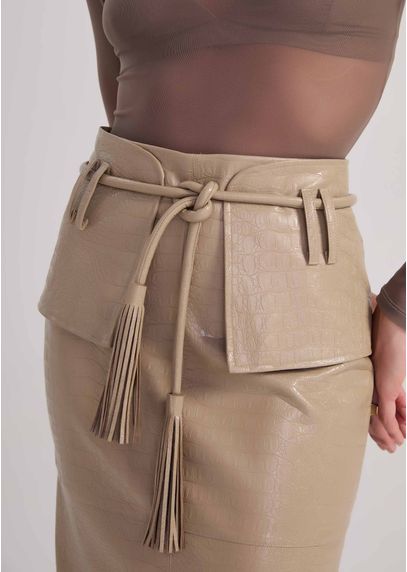 Saia-Midi-em-Poliuretano-Reta-com-Cinto-Chae-BEGE-003-05460-PP