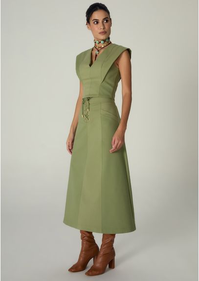 Saia-Midi-em-Sarja-Estruturada-Evase-Lace-Up-Benedita-VERDE-004-05486-PP