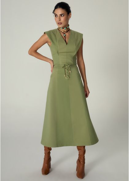 Saia-Midi-em-Sarja-Estruturada-Evase-Lace-Up-Benedita-VERDE-004-05486-PP