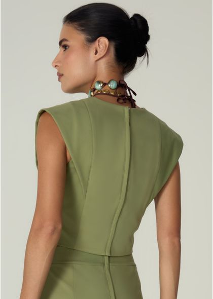 Cropped-em-Sarja-Estruturada-com-Decote-em-V-Benedita-VERDE-004-05485-PP