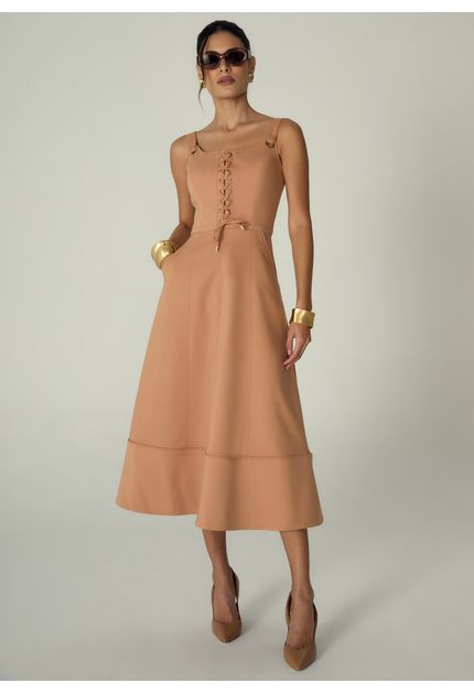 Vestido-Midi-em-Sarja-Estruturada-Lace-Up-Benedita-CARAMELO-030-05464-PP