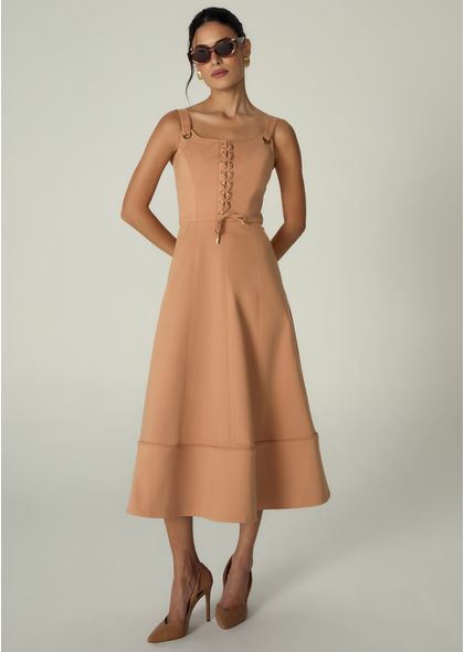 Vestido-Midi-em-Sarja-Estruturada-Lace-Up-Benedita-CARAMELO-030-05464-PP