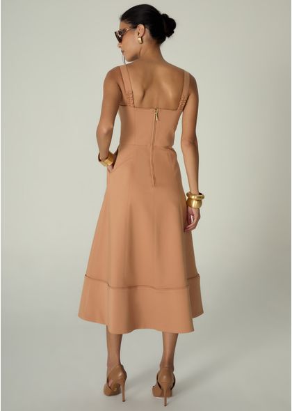 Vestido-Midi-em-Sarja-Estruturada-Lace-Up-Benedita-CARAMELO-030-05464-PP