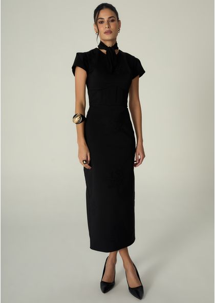 Vestido-Midi-em-Sarja-Estruturada-Justo-Melani-PRETO-002-05530-PP