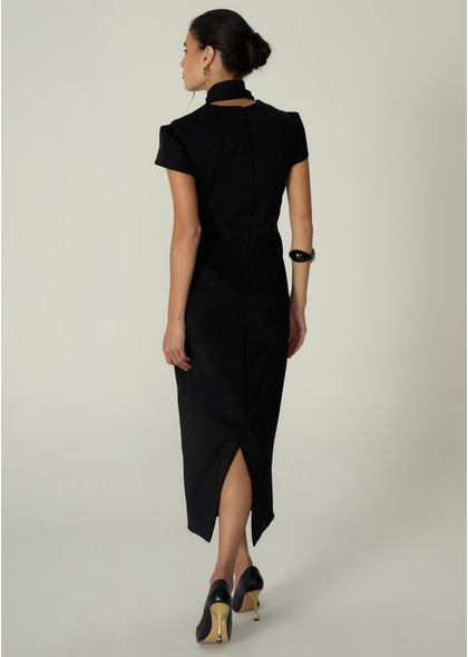 Vestido-Midi-em-Sarja-Estruturada-Justo-Melani-PRETO-002-05530-PP