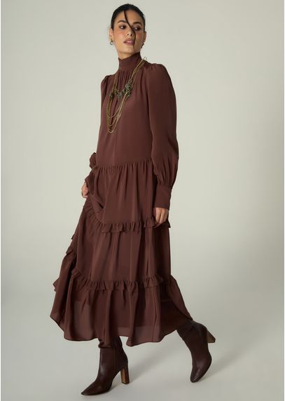 Vestido-Maxi-Midi-em-Crepe-de-Viscose-com-Babados-Giovana-MARROM-015-05533-PP
