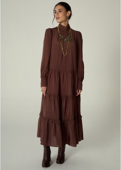 Vestido-Maxi-Midi-em-Crepe-de-Viscose-com-Babados-Giovana-MARROM-015-05533-PP