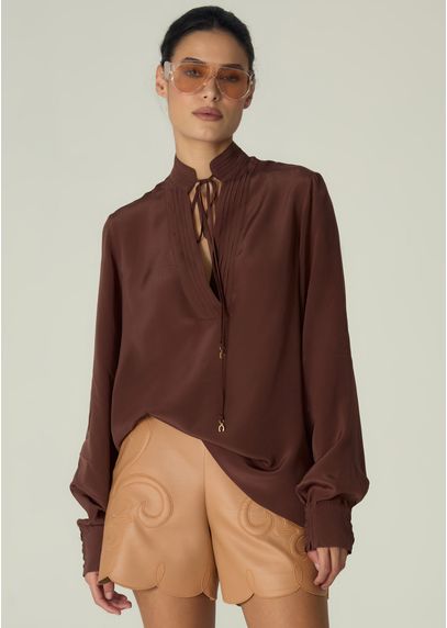 Blusa-em-Crepe-de-Viscose-com-Mangas-Bufantes-Giovana-MARROM-015-05534-PP