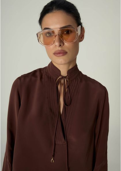 Blusa-Feminina-Manga-Longa-Bufante-Giovana-Marrom