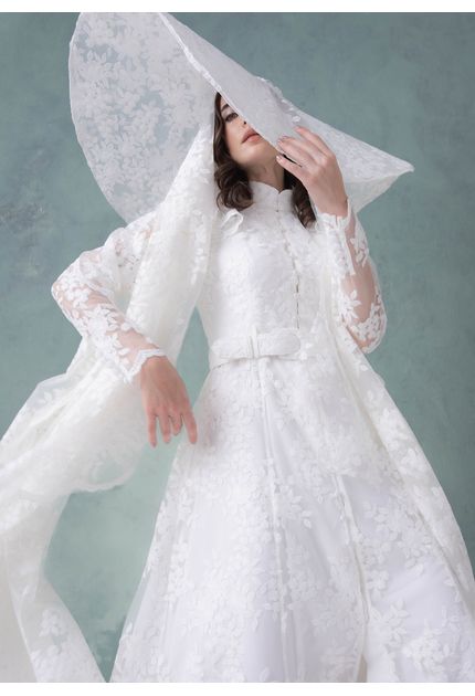 Vestido-de-Noiva-em-Renda-Manga-Longa-Roseta-Bridal