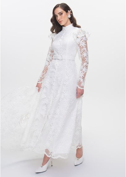 Vestido-de-Noiva-em-Renda-Manga-Longa-Roseta-Bridal