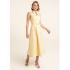 Vestido-Midi-em-Sarja-Estruturada-com-Gola-e-Cinto-Manu-AMARELO-014-05544-PP