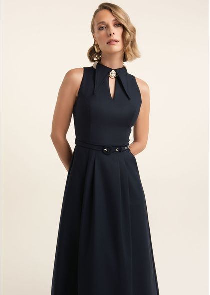 Vestido-Midi-em-Sarja-Estruturada-com-Gola-e-Cinto-Manu-MARINHO-036-05544-PP