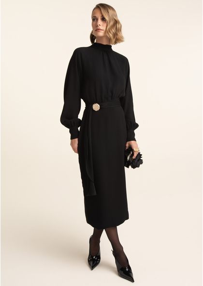Vestido-Midi-em-Alfaiataria-com-Saia-Justa-Clarisse-PRETO-002-05547-PP
