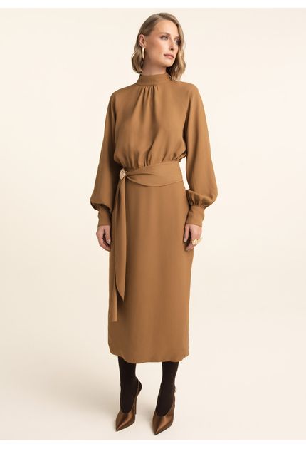 Vestido-Midi-em-Alfaiataria-com-Saia-Justa-Clarisse-MARROM-015-05547-PP