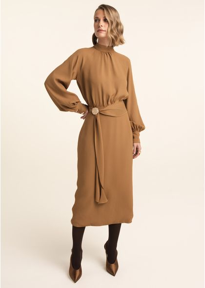 Vestido-Midi-em-Alfaiataria-com-Saia-Justa-Clarisse-MARROM-015-05547-PP