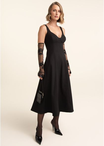 Vestido-Midi-em-Sarja-Estruturada-Evase-com-Capa-Erminia-PRETO-002-05545-PP