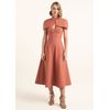 Vestido-Midi-em-Sarja-Estruturada-Evase-com-Capa-Erminia-LARANJA-011-05545-PP