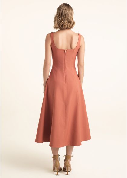 Vestido-Midi-em-Sarja-Estruturada-Evase-com-Capa-Erminia-LARANJA-011-05545-PP