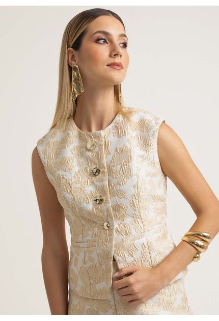 Colete-em-Jacquard-Estruturado-com-Botoes-Dourados-Kimmy-DOURADO-029-05479-PP