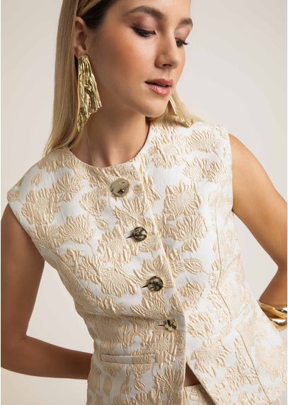 Colete-em-Jacquard-Estruturado-com-Botoes-Dourados-Kimmy-DOURADO-029-05479-PP