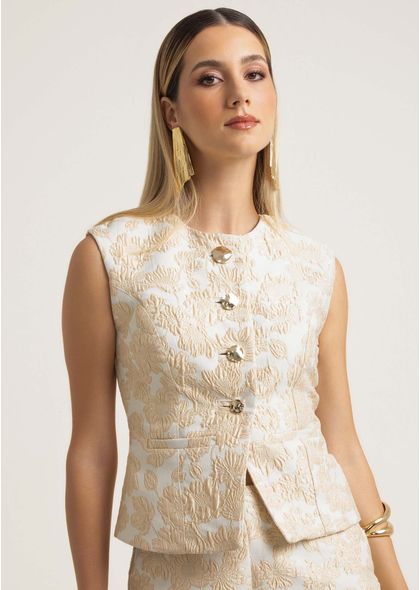 Colete-em-Jacquard-Estruturado-com-Botoes-Dourados-Kimmy-DOURADO-029-05479-PP