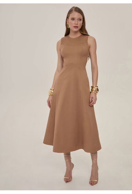 Vestido-Midi-em-Sarja-com-Recortes-Vidothy-MARROM-015-05582-PP