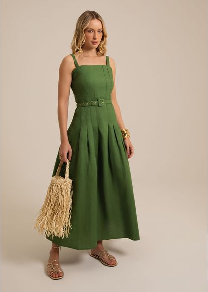Vestido-Midi-Evase-em-Linho-com-Pregas-Clementina-VERDE-004-05453-PP