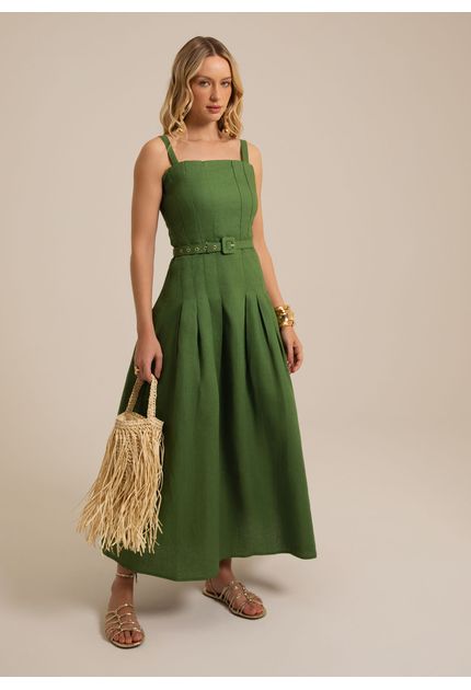 Vestido-Midi-Evase-em-Linho-com-Pregas-Clementina-VERDE-004-05453-PP