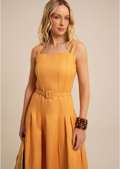 Vestido-Midi-Evase-em-Linho-com-Pregas-Clementina-LARANJA-011-05453-PP