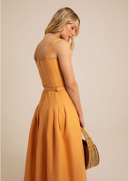 Vestido-Midi-Evase-em-Linho-com-Pregas-Clementina-LARANJA-011-05453-PP