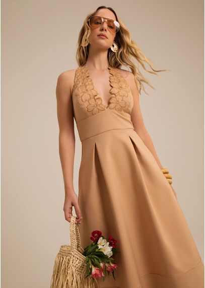 Vestido-Midi-em-Sarja-Estruturada-Frente-Unica-Cosmos-BEGE-003-05601-PP
