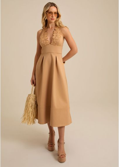 Vestido-Midi-em-Sarja-Estruturada-Frente-Unica-Cosmos-BEGE-003-05601-P