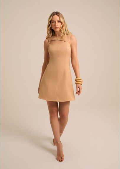 Vestido-Curto-em-Sarja-Estruturada-com-e-Fivela-Lateral-Cosmos-BEGE-003-05596-PP