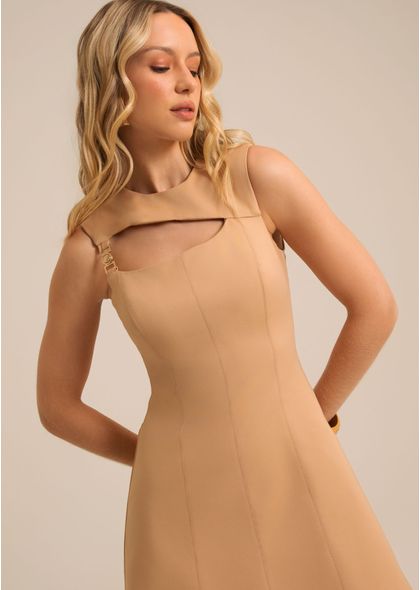 Vestido-Curto-em-Sarja-Estruturada-com-e-Fivela-Lateral-Cosmos-BEGE-003-05596-PP
